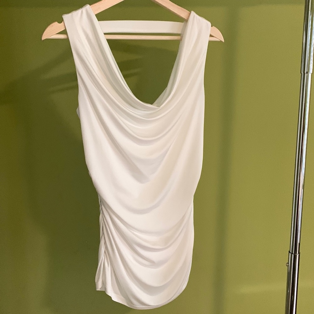 Cache White Draped Cowl Neck Camisole